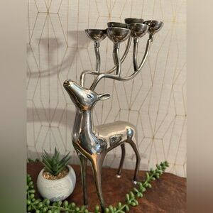 • vintage mid century chrome deer candelabra •